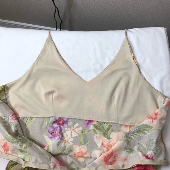 Rave Stretch Cotton Made USA Vintage Open Back Tie Neck A Line Floral Dress XL - Picture 4 of 15